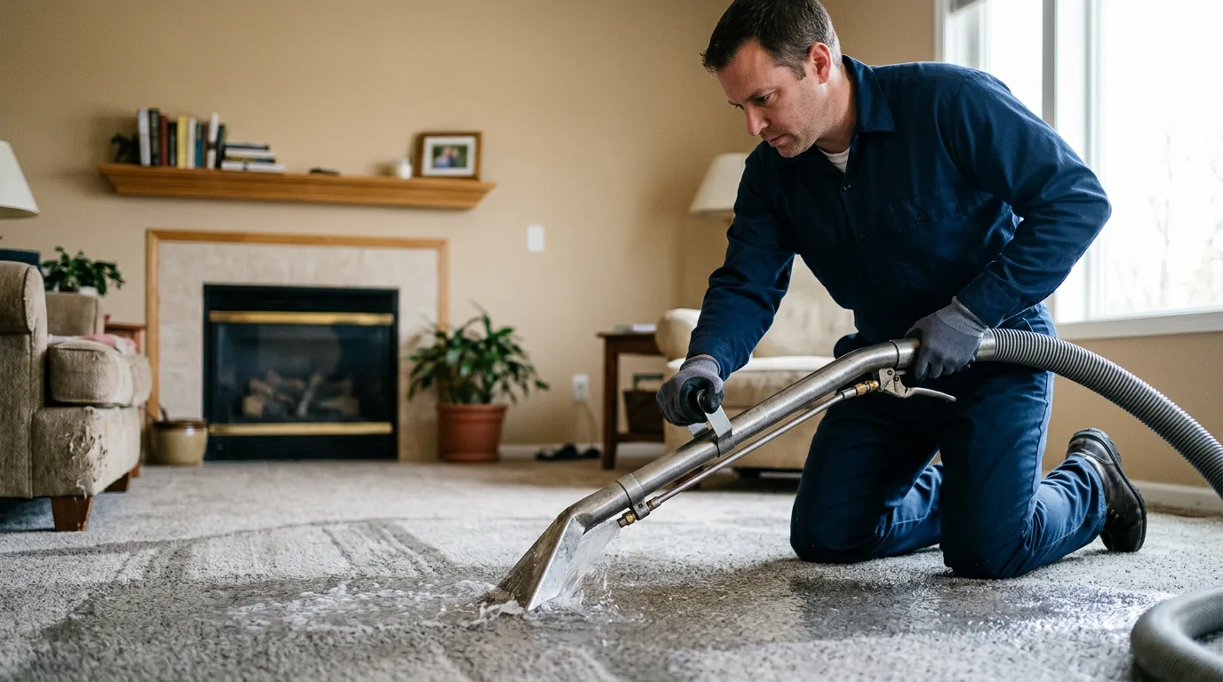Water damage restoration technician working near Hellertown, PA